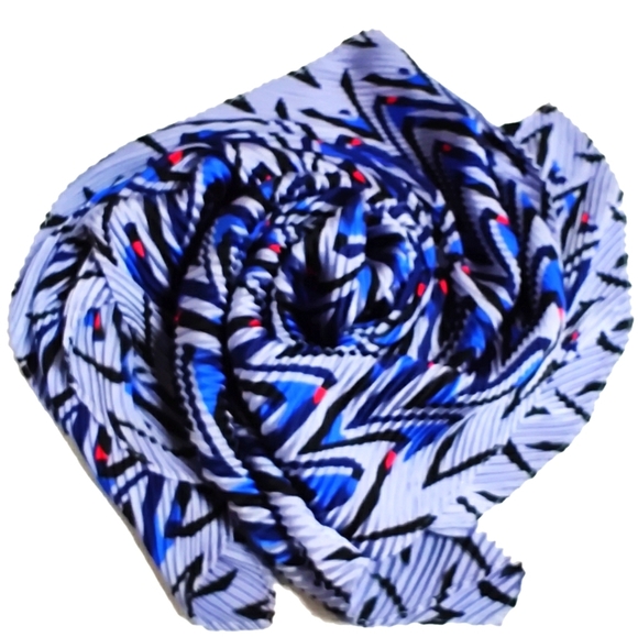 Halogen Accessories - Halogen Crinkle Blue Chevron 24" Square Neck Scarf
